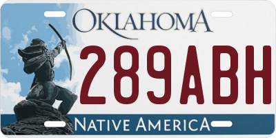 OK license plate 289ABH