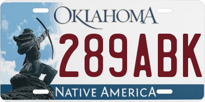 OK license plate 289ABK