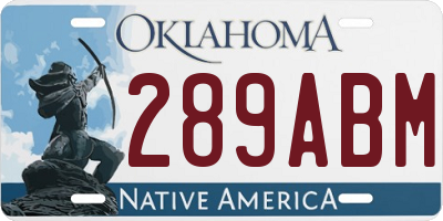 OK license plate 289ABM