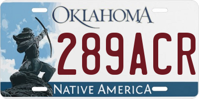 OK license plate 289ACR