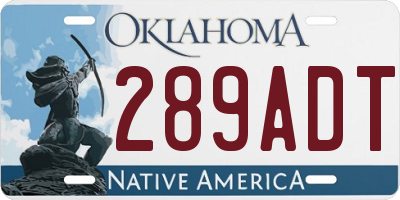 OK license plate 289ADT