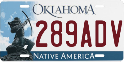 OK license plate 289ADV