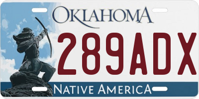 OK license plate 289ADX