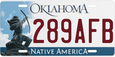 OK license plate 289AFB