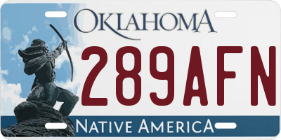 OK license plate 289AFN