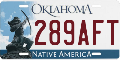 OK license plate 289AFT