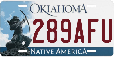 OK license plate 289AFU