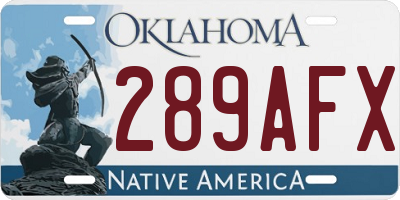 OK license plate 289AFX