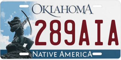 OK license plate 289AIA