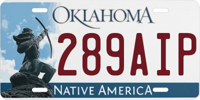 OK license plate 289AIP
