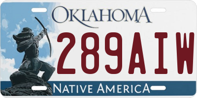 OK license plate 289AIW