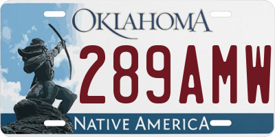 OK license plate 289AMW
