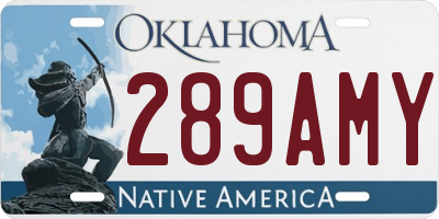 OK license plate 289AMY
