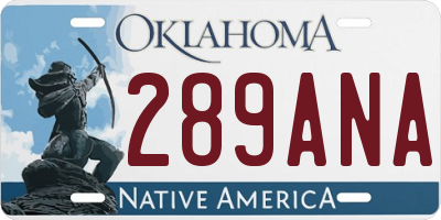 OK license plate 289ANA