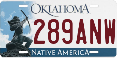 OK license plate 289ANW