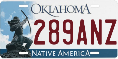 OK license plate 289ANZ