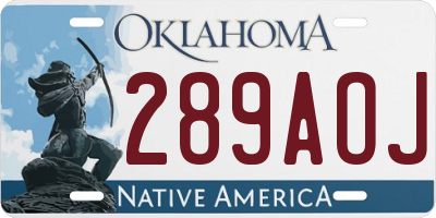 OK license plate 289AOJ