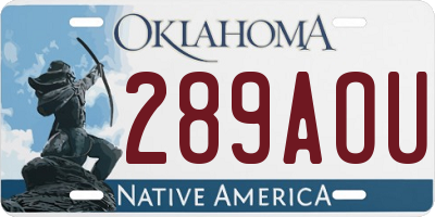 OK license plate 289AOU