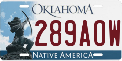OK license plate 289AOW