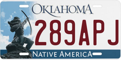 OK license plate 289APJ