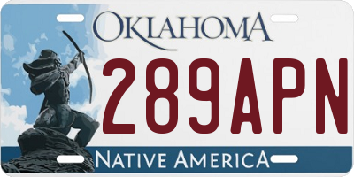 OK license plate 289APN