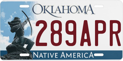 OK license plate 289APR