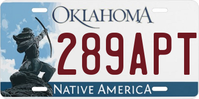 OK license plate 289APT