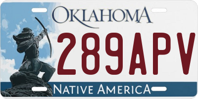 OK license plate 289APV