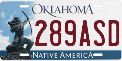 OK license plate 289ASD