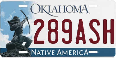 OK license plate 289ASH