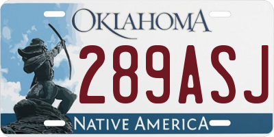 OK license plate 289ASJ