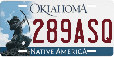 OK license plate 289ASQ