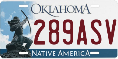 OK license plate 289ASV