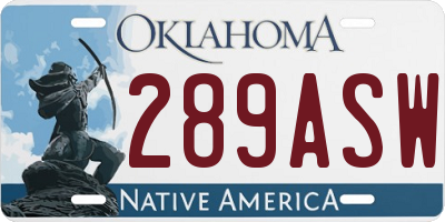 OK license plate 289ASW