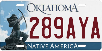 OK license plate 289AYA