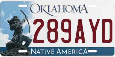 OK license plate 289AYD