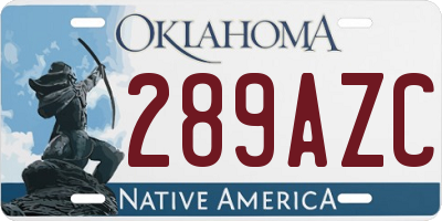 OK license plate 289AZC