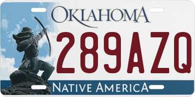 OK license plate 289AZQ