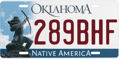 OK license plate 289BHF