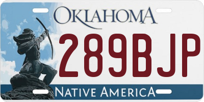 OK license plate 289BJP