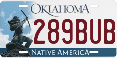 OK license plate 289BUB