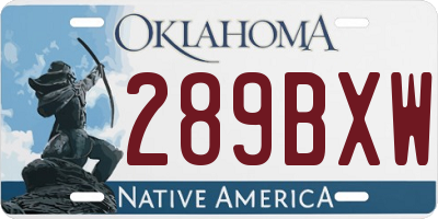 OK license plate 289BXW