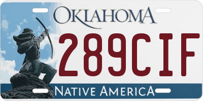 OK license plate 289CIF