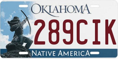 OK license plate 289CIK