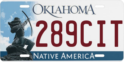 OK license plate 289CIT
