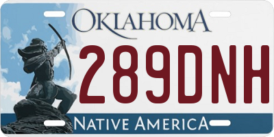 OK license plate 289DNH