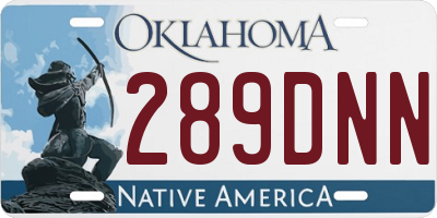 OK license plate 289DNN