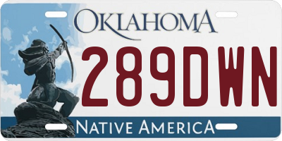 OK license plate 289DWN