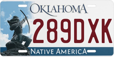 OK license plate 289DXK