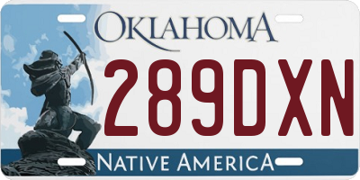 OK license plate 289DXN